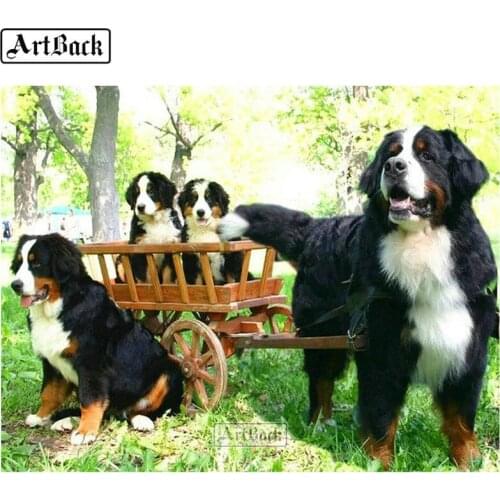 Animal 5d diamond painting dog family pattern full square / round cross stitch 3d diamond mosaic sticker craft embroidery decor
