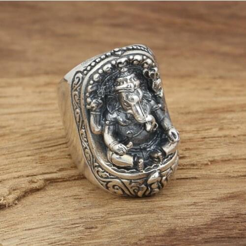 925 STERLING SILVER Lord Ganesha elephant RING jewelry Men Women gift A5723