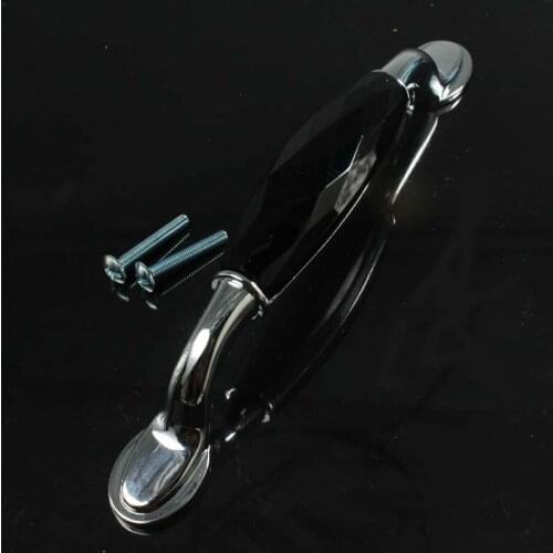 96mm fashion deluxe villadom furniture handles black glass crystal kitchen cabinet pull knobs silver chrome dresser door handles