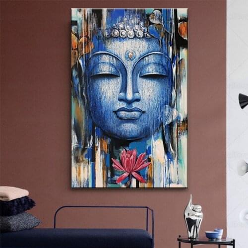 Abstract Buddhism Posters and Prints Wall Art Canvas Painting Wall Art Lord Buddha Pictures for Living Room Decor