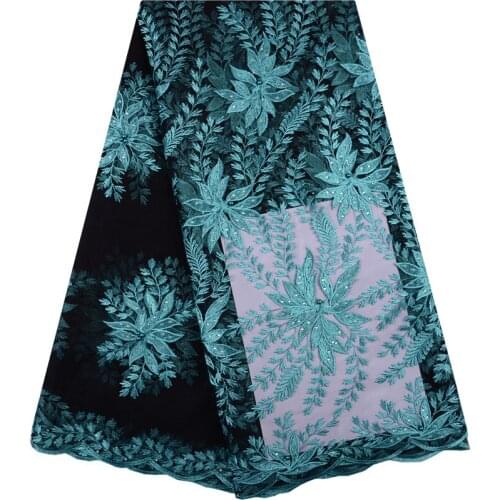 Beads African Lace Fabric 2019 Embroidered Nigerian Laces Fabric High Quality French Tulle Lace Fabric For Women Dress 1404