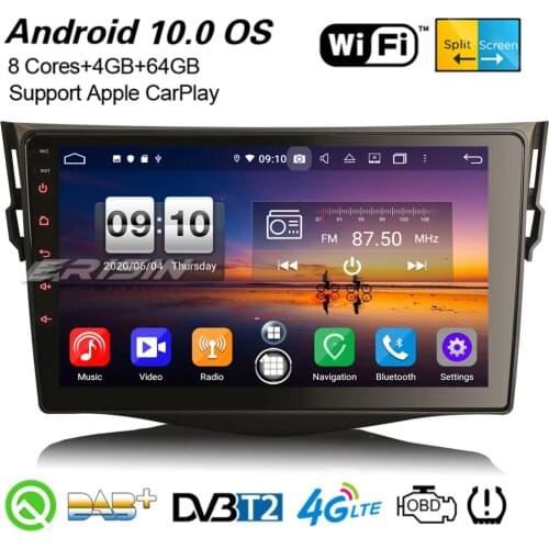 Erisin 8734 9" 8-Core Android 10.0 Car Stereo Bluetooth DAB+ Navigation CarPlay DSP DVR DVB-T2 WiFi Canbus GPS For TOYOTA RAV4