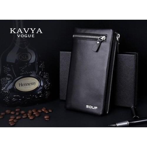 Free Shipping 100% Genuine leather wallet men Hot fashion New designer Gift for man purse long section Zipper Clutch Wallets