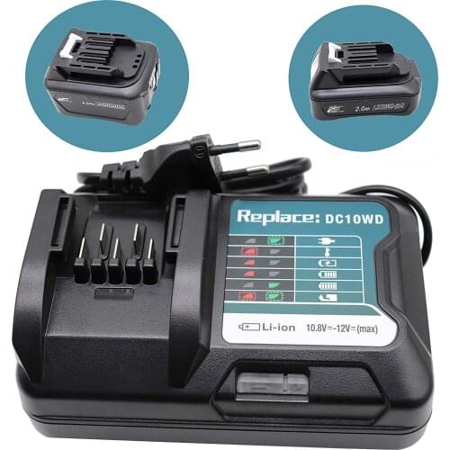 Fast Lithium Battery Charger for Makita DC10WD / DC10SB / DC10WC / BL1015 / BL1016 / BL1021B / BL1041B 10.8V 12V LED Charger