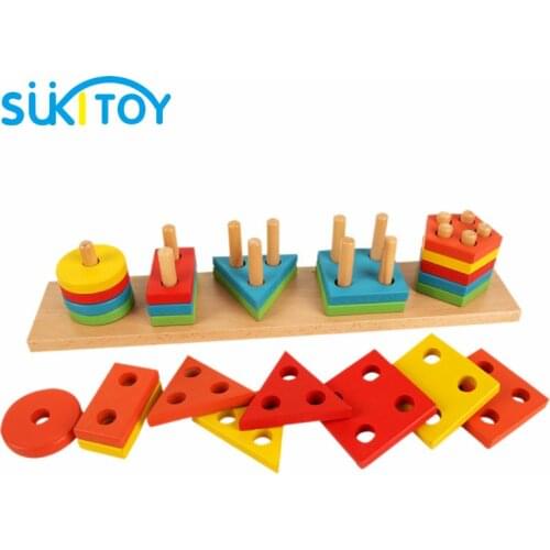 Montessori Wooden Toys Shape Matching Blocks Interactive Toys For Children Preschool Toy