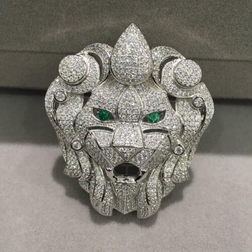 Jewelry Findings Connectors Lion Head silver With Cubic Zircon accessories DIY Top Quality Animal Fashin Women Jewelry