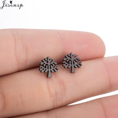 Jisensp Summer Style Jewelry Exquisite Feather Earrings for Women Party Gift Beautiful Life Tree Simple Stud Earrings brincos