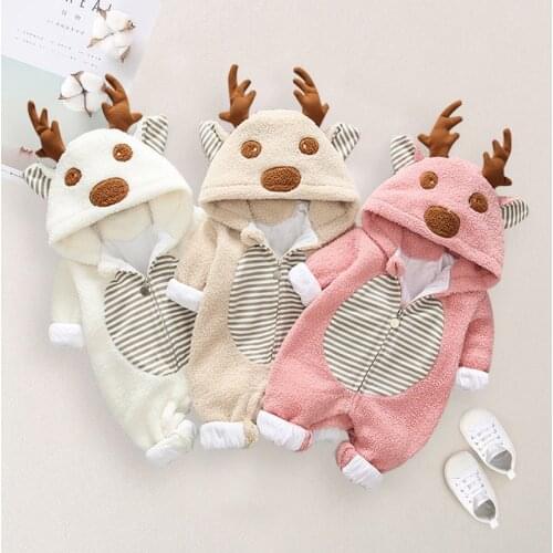 Newborn Hooded Rompers Autumn Winter Pure Cotton Soft Jumpsuit Chirstmas Costumes Toddler Baby Boys Girls Outerwear Coat Jacket