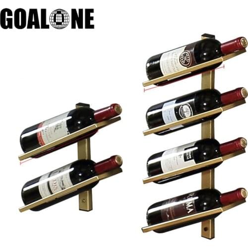 GOALONE Creative Iron Wine Rack Wall Mounted 2/4 Wine Bottle Holder Stylish Modern Champagne Storage Goblet Stand for Home Bar