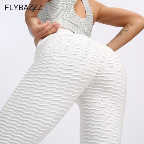Hot Bubble Wave Women Yoga Pants Slim Sexy White Sport Leggings Push Up Tights Gym High Waist Fitness Running Athletic Trousers