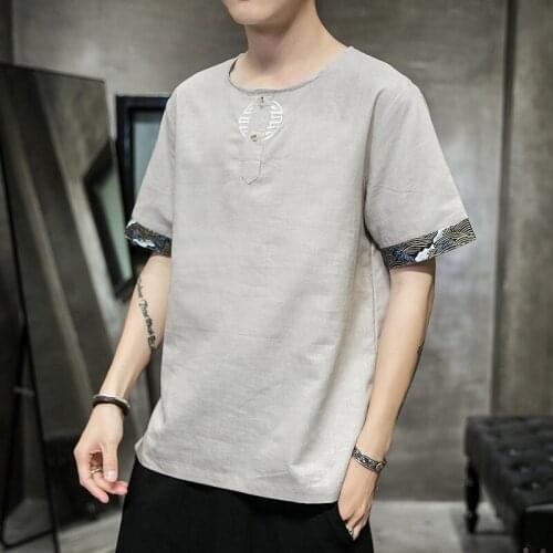 Summer Men Linen Shirt Chinese Style Retro Casual Tops Plus Size Kung Fu Traditional Asian Clothes Tang Suit Tops For Man 30624