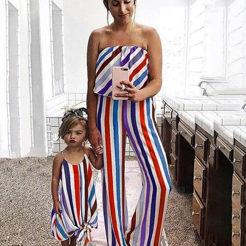 2020 Summer New Mother-Daughter Matching Outfit off Shoulder Jumpsuits Dress