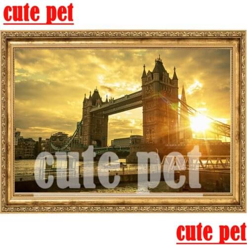 Cute pet Handcraft diamond Home Decor Tower Bridge DIY Diamond Painting crossstitch scenery Full square round Diamant Embroidery
