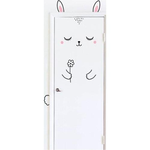 Cartoon Cute Animal Panda Cat Door Sticker for Kids Room Decoration Wall Decals Home Decor Wall Sticker