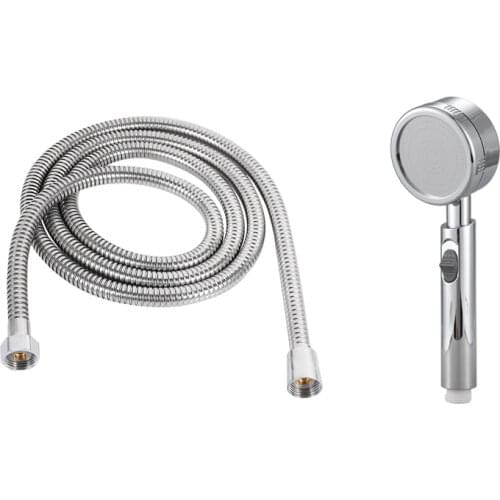 1 Pcs Super Low Water Pressure Boosting Shower Head & 1 Pcs 2m Long Stainless Steel Replace Handheld Shower Head Hose