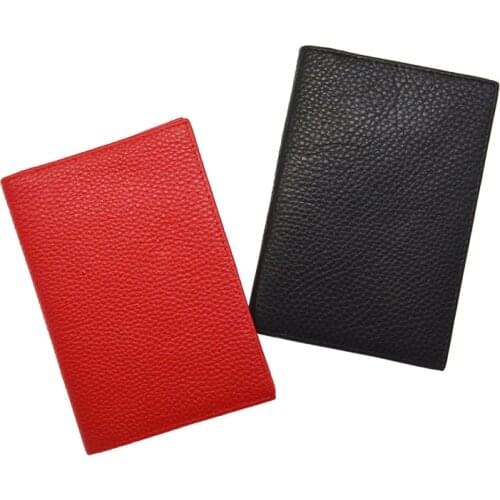 Soft Genuine Leather Litchi Grain Passport Holder Solid Blank Candy Color Cover For The Passport Custom name/logo