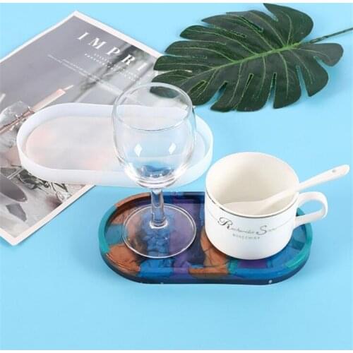 Oval Silicone Mold for Coaster Molds uv Resin DIY Clay Epoxy Resin Craft Cake Holder Resin Tray Coaster Mold Tools