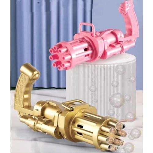 2021 New Gatling Bubble Machine 8 Hole Huge Amount Automatic Bubble Guns Toys for Kids Summer Outdoor Toys for Boys and Girls