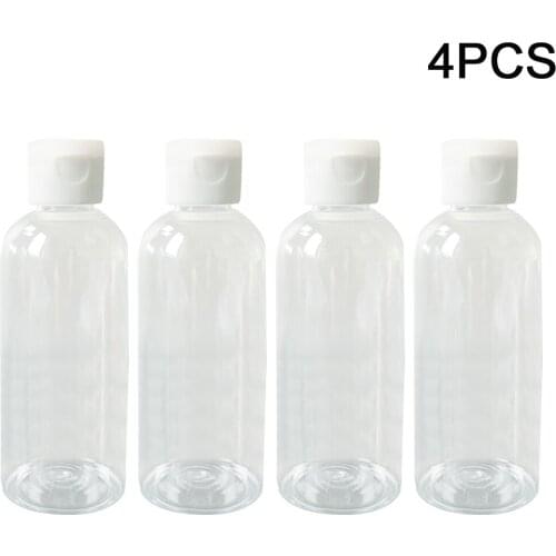 4pcs 100ml Mini Makeup Tool Plastic Travel Bottle Clear Portable Lotion Liquid Shampoo Container Multifunctional Professional