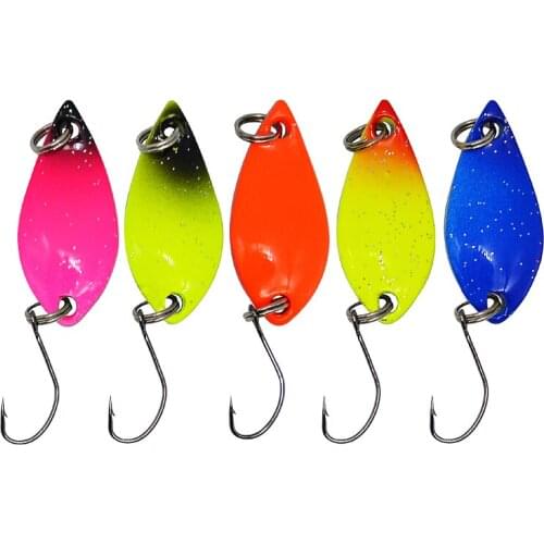 WLDSLURE 5Pcs 5g 30mm Spoon Fishing Lure Metal Lures Hard Baits MOMO Spoon Mixed Colours Isca Artificial Trout Lure