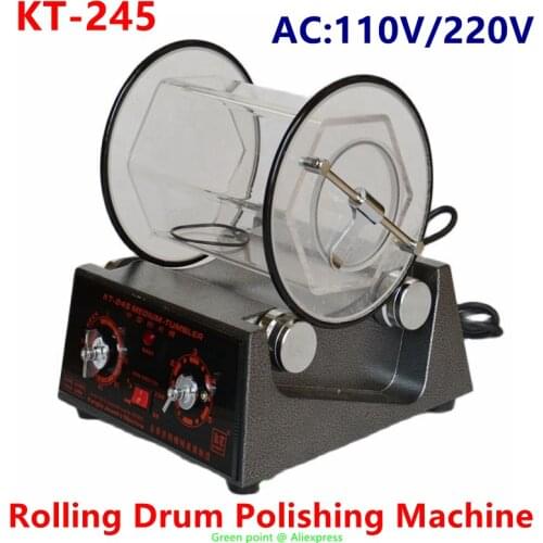 KT-245 Rolling Drum Polishing Machine Jewelry Vibratory Tumbler Barrel Rotary Tumbling Machine Jewelry Polisher Capacity 8kgs