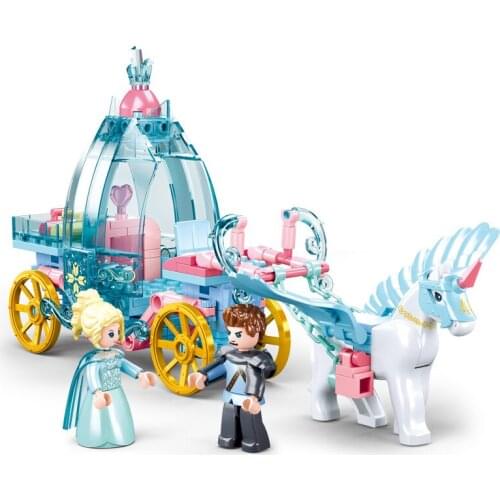 191Pcs Street View Series Educational Building Blocks Toys For Kids Girls Friends DIY Birthday Present 0896 Horse Carriage Model