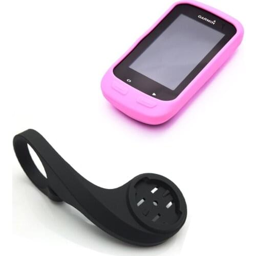 Pink Protect Rubber Skin Case + 31.8mm Bicycle Computer Handlebar QuickView Black Mount Bracket Holder for Garmin GPS Edge 1000