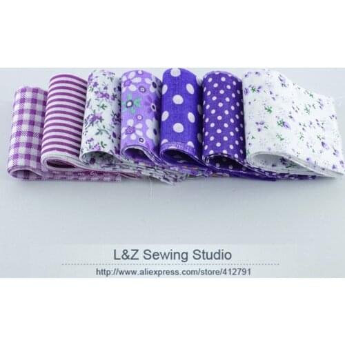 Booksew Jelly Roll Fabric Strips 5cm x100cm For Patchwork Crafts 7pcs/lot 100% Cotton Purple Sets DIY Quilting Fabric Tildas