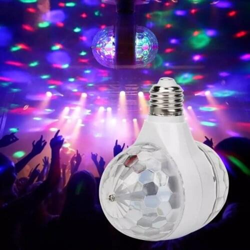 E27 6W LED Stage Light Double-Headed LED Ball Stage RGB Light Rotating Bulb Lamp KTV Club Party DJ Disco Decoration Lighting