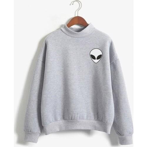 Alien sweatshirt gray crewneck jumper fangirls fashion womens teens girls pocket hoody graphic cute sassy grunge lazy to