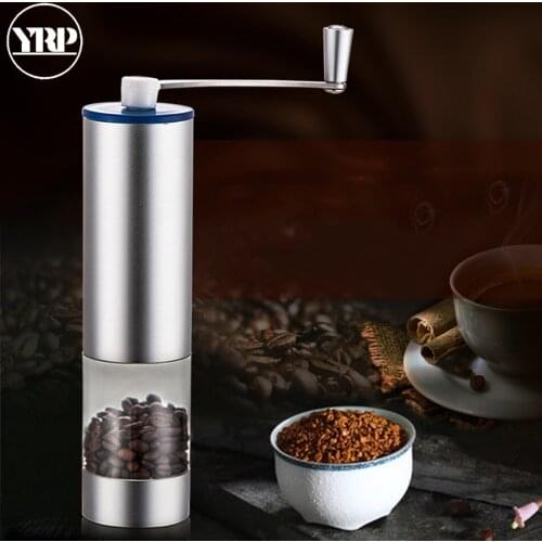 YR Coffee grinder Portable Manual with Aluminium Alloy Transparent Glass Body Coffee Mill Barista Tools portable manual grinder
