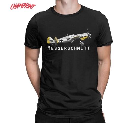 Funny Messerschmitt BF 109 T-Shirt for Men Cotton T Shirts Fighter Plane WW2 War Pilot Aircraft Airplane Tees 4XL 5XL Clothing
