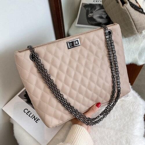 Brand Designer Plaid Quilted Womens Shoulder Bag Fashion Chain Simple Handbag Large Square Crossbody Bag