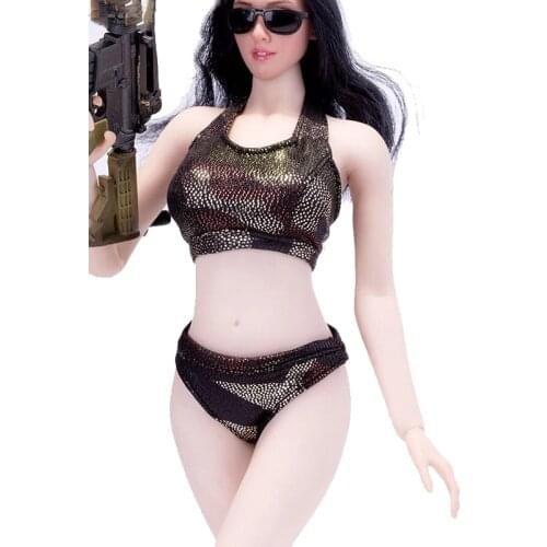 1/6 Female Shorts Vest Sense Imitation Leather Camouflage Set Model Fit 12" Action Figure Body