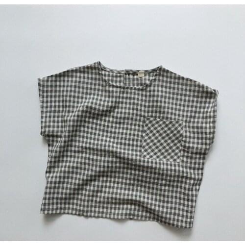 Childrens Vest Kids Cotton Linen Clothes 2021 Summer New Loose Sleeveless Plaid Top Boys Girls Casual O-Neck Fashion Jackets