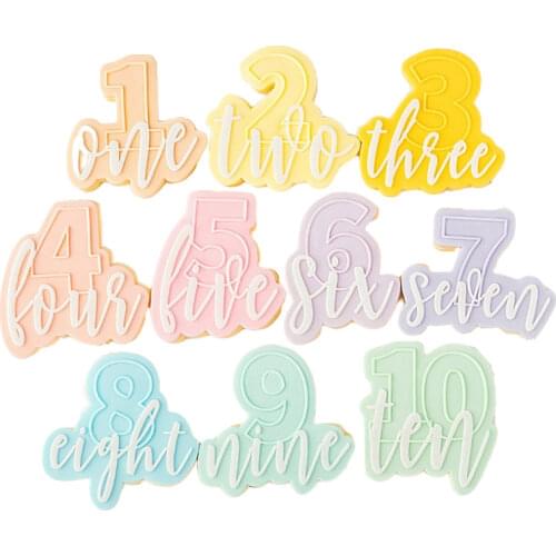 1-10 Number Shape Acrylic Fondant Cake Cookie Embossed Cutter Mold Fondant Cutter Stamp Sugar Biscuit Sugar Cake Decorating Tool