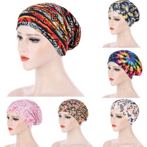 1PCS Muslim Turban Hat Adult Women Solid Color Chemo Beanies Caps Bandana Headscarf Head Wrap For Cancer Hair Accessories