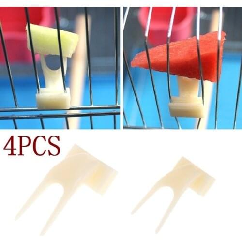 4Pcs Birds Parrots Fruit Fork Pet Supplies Plastic Food Holder Feeding on Cage Pet Supplies