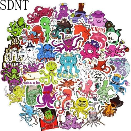 50 PCS Octopus Anime Stickers Cute Cool Cartoon Animal Funny Stickers for Kids Toys DIY Scrapbook Toys Decoration Vinyl Sticker