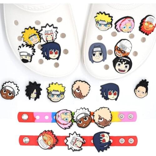 New Naruto Shippuden Anime Shoes Charms Cartoon PVC Waterproof Sandals Shoes Decorate Buckle Accessories Toys for Children Gift