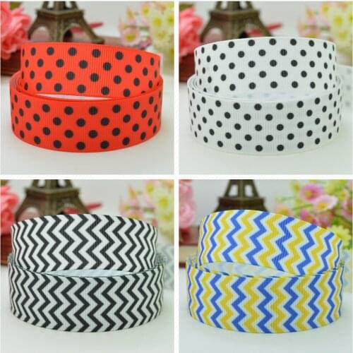 10 Yards 22mm 7/8" Dot chevron Pretty Girls Printed grosgrain ribbon hair bow Headwear DIY hair accessories retail
