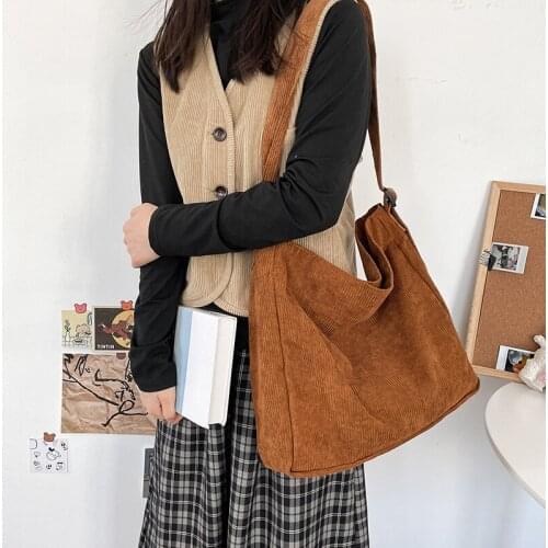 Japanese Style Big Bag Women Vintage Corduroy Shoulder Bag Women Simple Fashion Crossbody Bags Women Messenger Bag Bolsa Mujer
