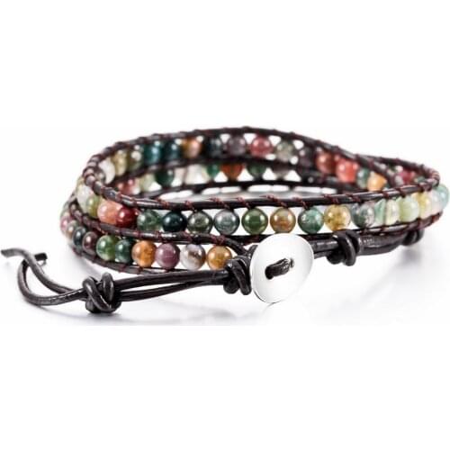 Natural Energy Stone Beads Beaded Bracelet Bohemian Bracelets for Women Men Braided Handmade Jewelry Multilayer Wrap 2 Strands