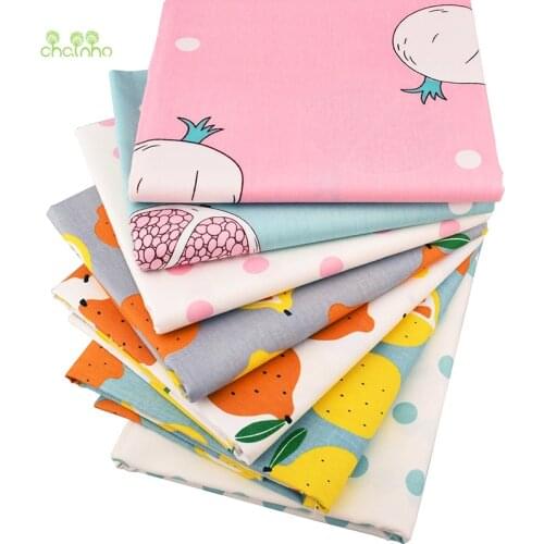 Chainho, 7pcs/Lot,New Fruit Series Twill Cotton Fabric,Patchwork Cloth,DIY Sewing Quilting Fat Quarters Material For Baby&Child