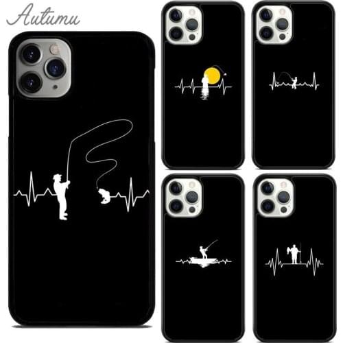 Fishing Camping Heart Pulse Phone Case for iPhone 11 12 Pro Max mini X XR XS SE 2020 5 6S 7 8 Plus Samsung S8 S9 S10 Cover shell