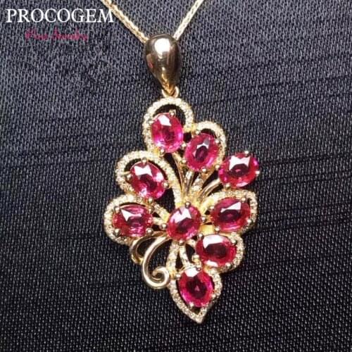 Elegent Natural Ruby Pendants Necklace High quality 100% 5A Genuine Gems for Female Fine jewelry S925 Silver Free shipping #369