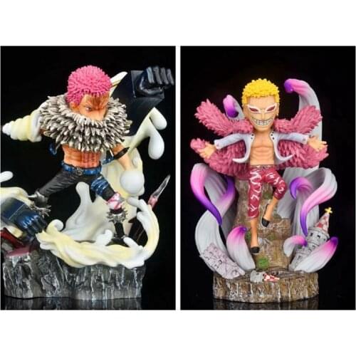 14cm One Piece Figure Anime Pirate King Donquixote Doflamingo Charlotte Katakuri Scene Statue Model