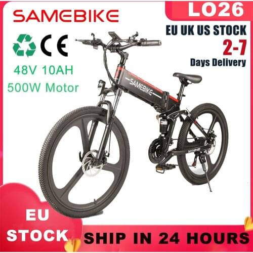 EU US Stock Samebike 48V 500W 21 Speed Foldable EBike 35km/h Electric Mountain Bicycle 10Ah Battery 26 Inch Tire MTB Bike NO TAX