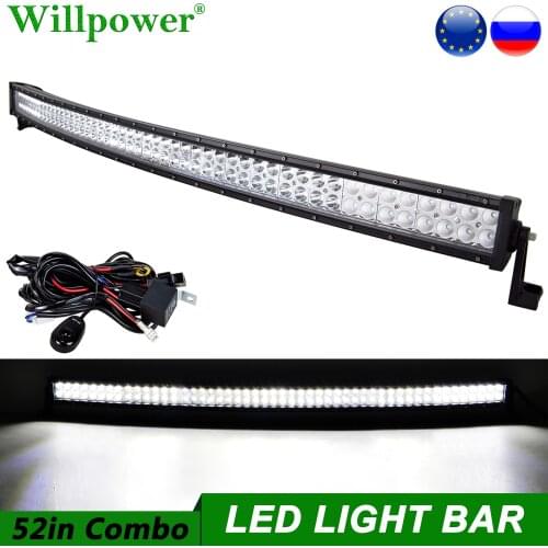 Offroad SUV Car Roof 300W 52" Curved LED Light Bar For Jeep Dodge Chevy 4x4 Truck Pickup Bumper LED Bar Lights Driving Lightbar