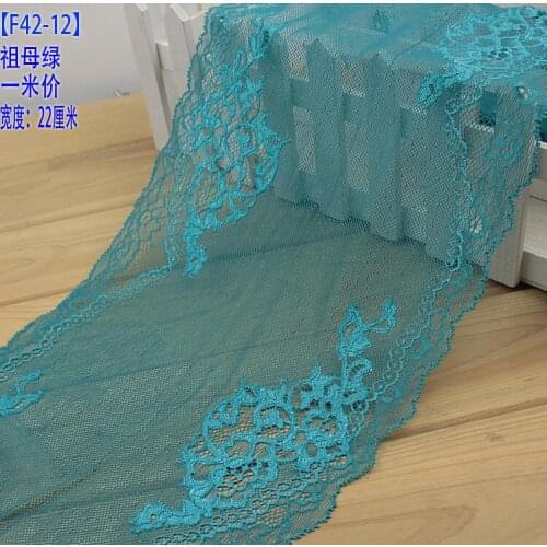 1 Meter Peacock Green Lace Decoration Fabric Wide Elastic Lace Trims DIY Crafts Sewing Bra Lingerie Accessories 22CM